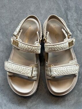Christian Dior Cream Woven Strap Sandals
